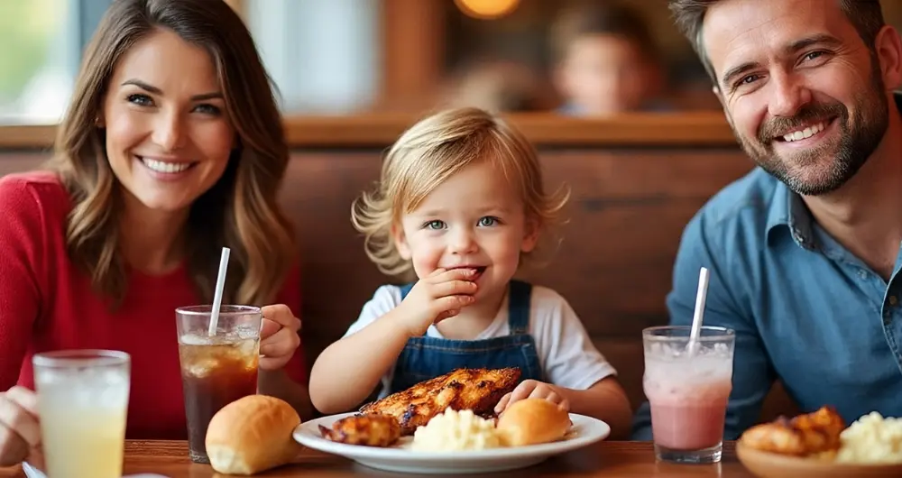 Texas Roadhouse Kids Grilled Chicken: A Healthy Favorite for Little Foodies 4 Happy parents watching their child enjoy a grilled chicken kids meal at Texas Roadhouse