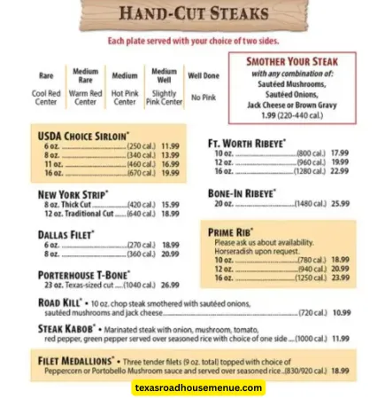 Updated Texas Roadhouse Menu With Prices October 9, 2025 37 Texas Roadhouse Hand Cut Steaks Menu Prices