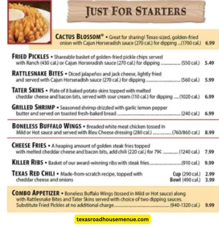 Updated Texas Roadhouse Menu With Prices October 9, 2025 16 Texas Roadhouse Starter Menu Prices